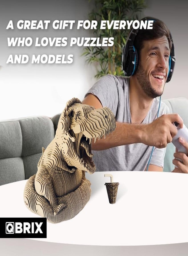 QBRIX Dinosaur Gamer 3D Puzzles for Adults, 3D Model Kit for Teens, DIY Crafts for Home Decor, Original Gift for Boys&Girls, Cardboard Model Building Kit - Image 5